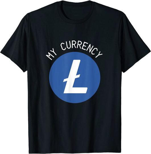Unissex T-shirt Camiseta para Homem e Mulher com o Logotipo Litecoin Crypto LTC
