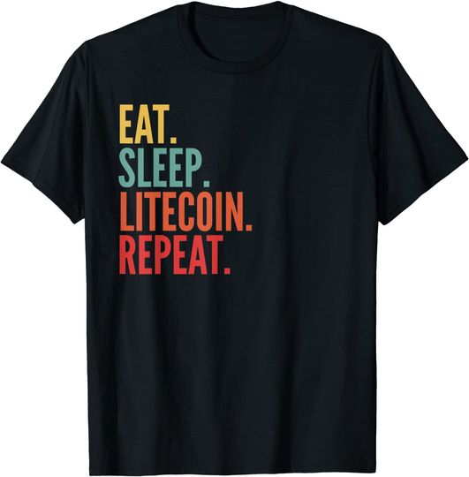 Discover Unissex T-shirt Camiseta Litecoin Crypto, Comer sueño Litecoin Repetir Camiseta