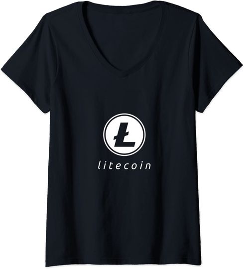 Discover T-shirt de Mulher Com Logotipo Auténtico Original de Litecoin Decote em V