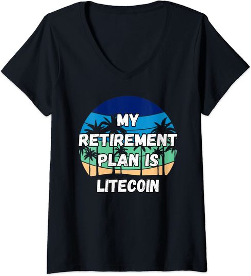 Discover T-shirt de Mulher Litecoin Crypto Decote em V