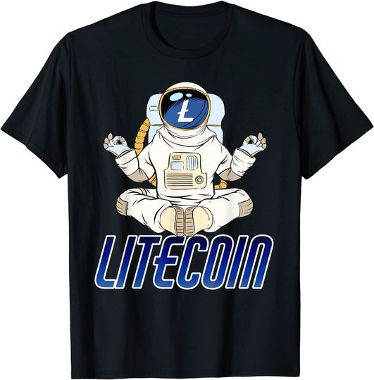Discover Unissex T-shirt Camiseta para Homem e Mulher Litecoin Yoga Zen HODL Criptomoneda Luna