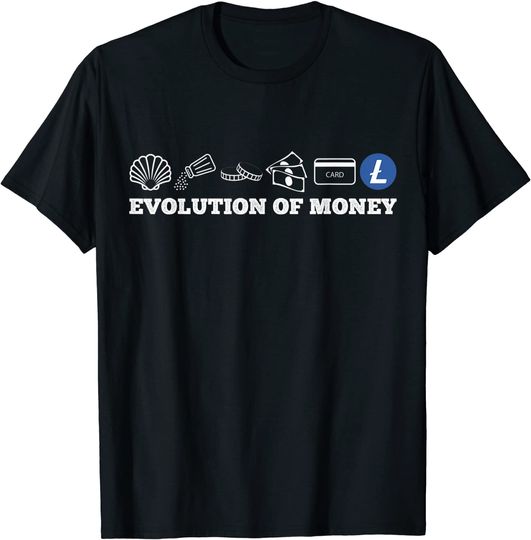 Discover The Evolution of Money Litecoin Unissex T-shirt Camiseta para Homem e Mulher