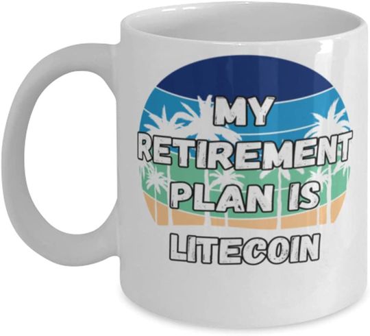 Discover Caneca de Cerâmica Clássica Rael Esthe My Retireman Plan is Litecoin