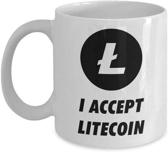 Discover Caneca de Cerâmica Clássica Oficial Acepto Litecoin Logo