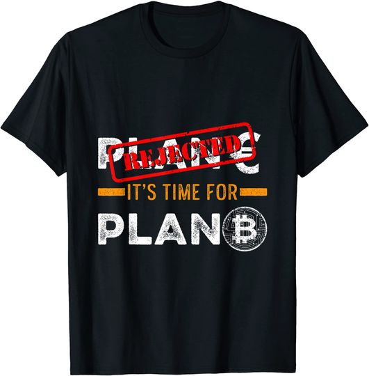 Discover Plan B Criptomoeda BTC Blockchain euro dinheiro moeda t-shirt