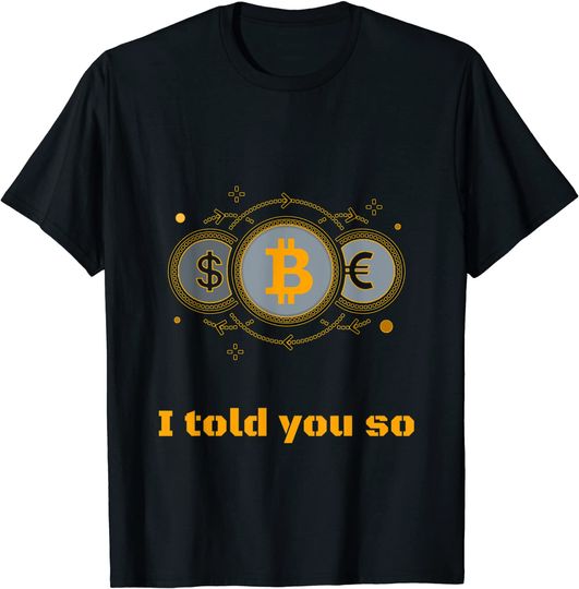 Unissex T-shirt Camiseta para Homem e Mulher Divertido Bitcoin Crypto Te Moeda Euro Dólar Pingente