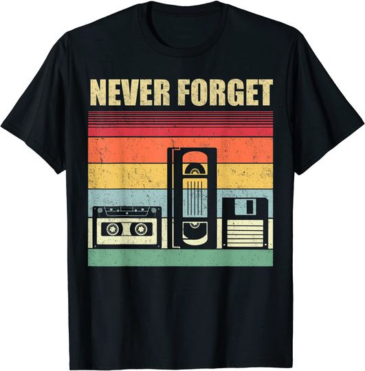 Discover T-shirt Never Forget Audio Cassete 70s 80s 90s | Presente dos Anos 80 90