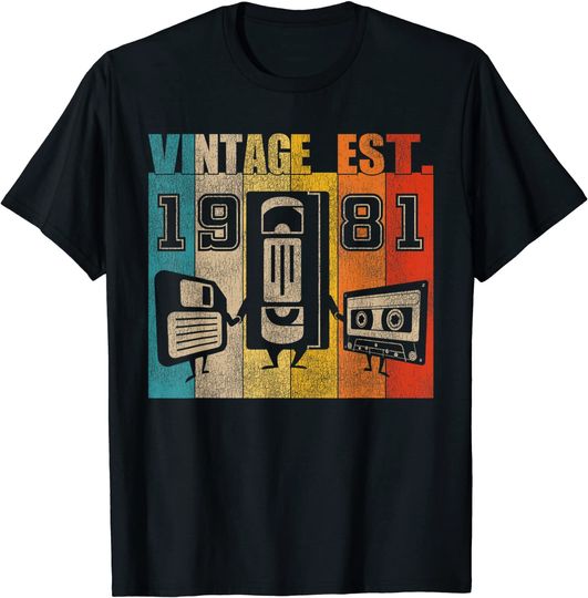 Discover T-shirt para Homem e Mulher Vintage 1981 Presente de Aniversário