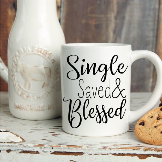 Discover Caneca de Cerâmica Clássica Solteiro Solteira Single Saved Blessed Coffee Mug