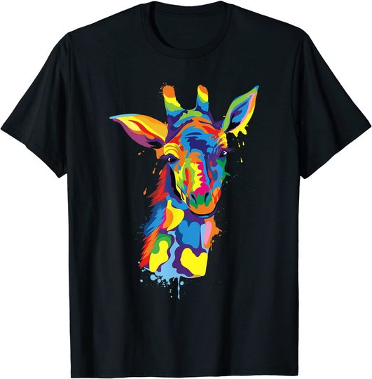 Discover T-shirt Camisete Manga Curta Unissexo Girafa Colorida