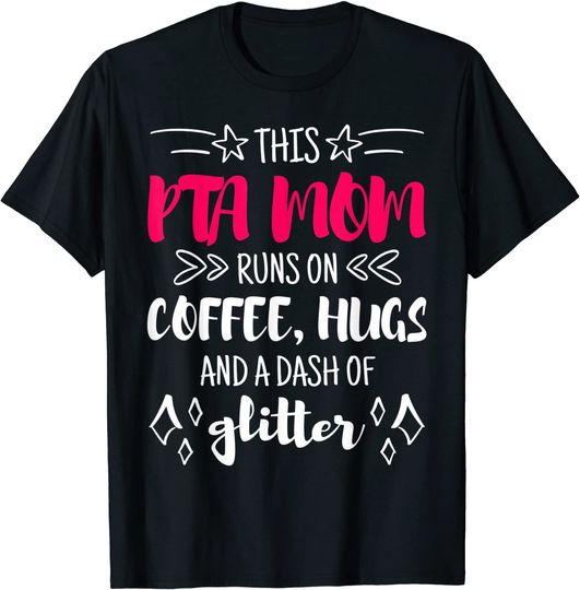 Unissex T-Shirt Voluntariado  Esta PTA Mamá Corre en Abrazos y Glitter Cotización Voluntaria