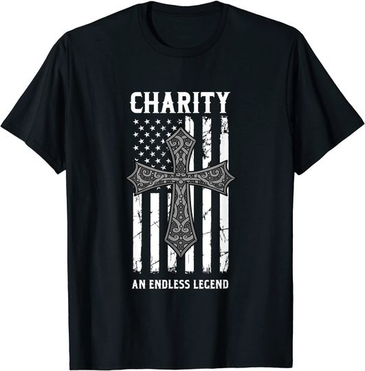 Discover Unissex T-Shirt Voluntariado  Caridad EE.UU. Bandera Americana Bondad Voluntariado Donación