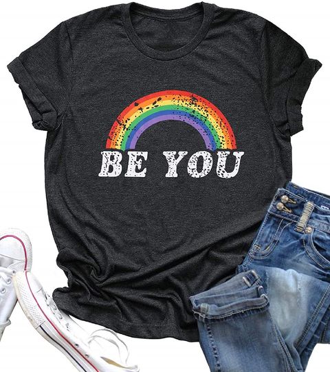 Discover T-shirt Camiseta Manga Curta Unissexo Arco-íris Be You