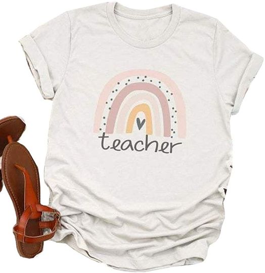 Discover T-shirt Camiseta Manga Curta Unissexo Arco-íris Presente para Professores