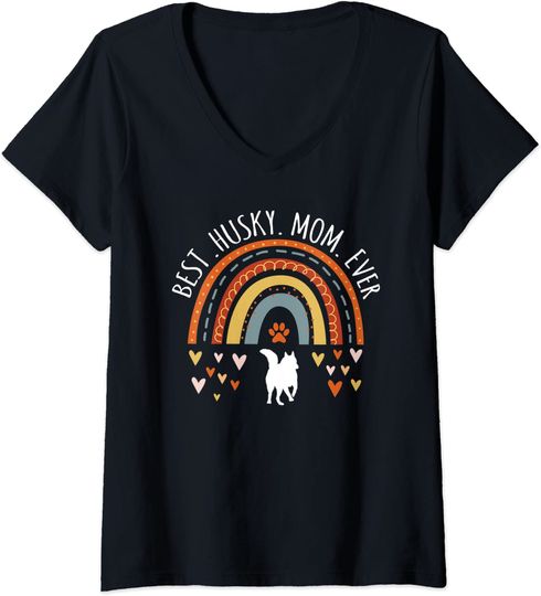 Discover Best Husky Mom Ever | T-shirt Camiseta de Mulher com Decote em V