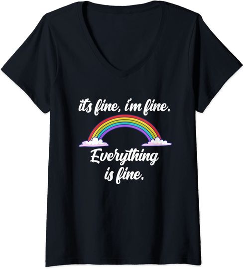 Discover Arco-Íris de Esperança | T-shirt Camiseta de Mulher com Decote em V