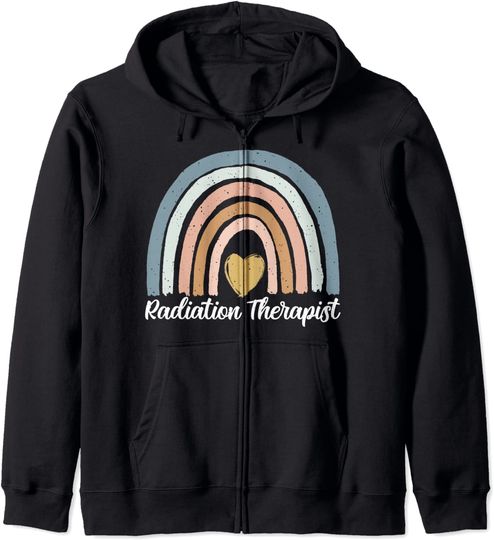 Discover Hoodie Sweatshirt com Capuz e Fecho-éclair Unissexo Arco-íris Terapeuta de Radiação