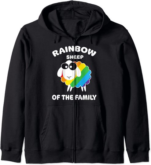 Discover Hoodie Sweatshirt com Capuz e Fecho-éclair Unissexo Engraçada Arco-Íris Ovelhas da Família