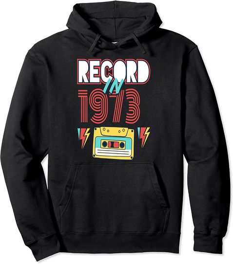 Discover Hoodie Sweater Com Capuz 1973 Presente fita de cassete de 47 anos 1973 47 aniversário
