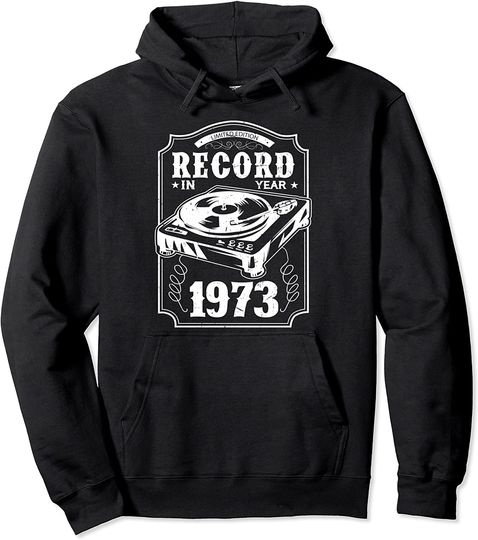 Discover Hoodie Sweater Com Capuz 1973  Presente para Vintage Vinil 1973 48 Aniversário