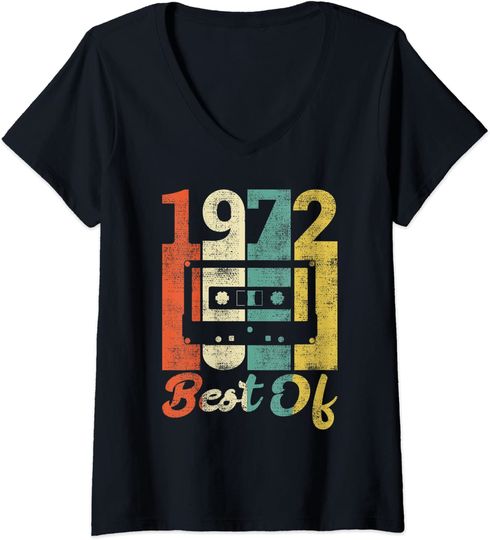 Discover T-shirt Camiseta Feminina com Decote em V Vintage Música Clássica Best Of 1972