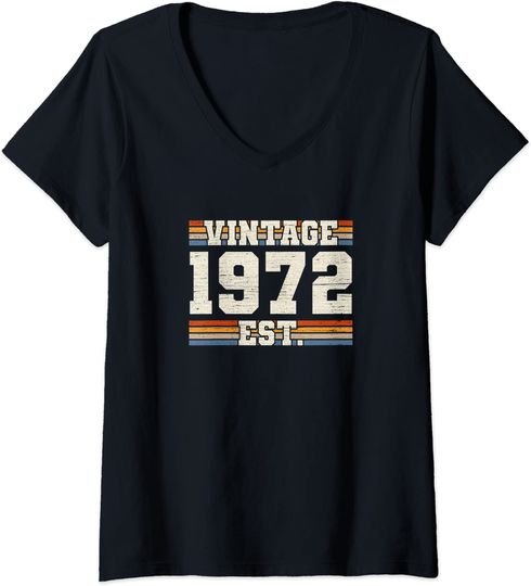 Discover T-shirt Camiseta Feminina com Decote em V Vintage 1972