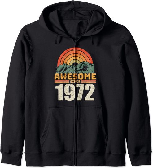 Discover Hoodie Sweatshirt com Capuz e Fecho-éclair Unissexo Awesome Since 1972