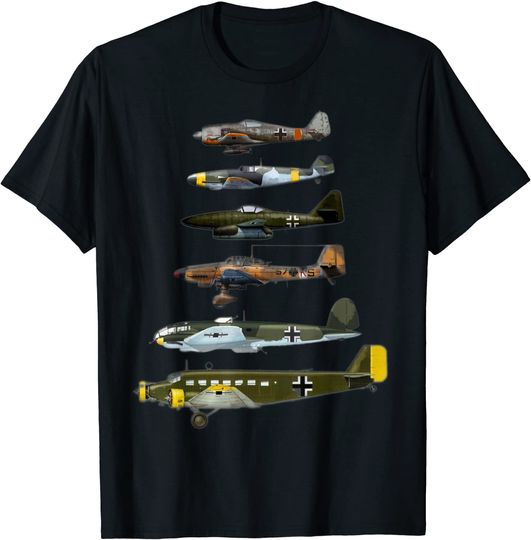 Discover T-shirt Manga Curta Masculino Feminino Tipos de Avião de Caça