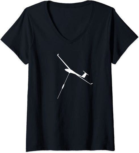 Discover T-shirt Feminino com Decote em V Avião Presente para O Dia Internacional da Aviação Civil