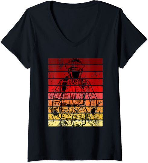 Discover T-shirt com Decote em V para Mulher Vintage Bombeiro No Fogo