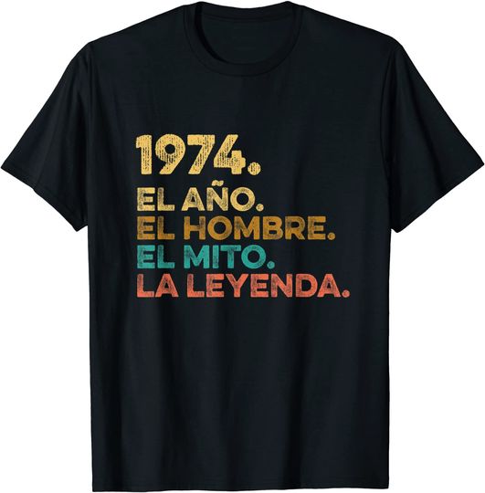 Discover T-Shirt 1974 Homem Ano Homem Mito Legenda Presente de Aniversário Vintage 1974