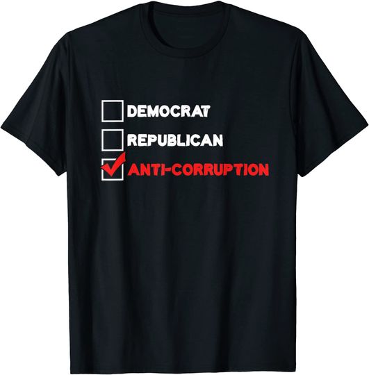 T-shirt Camiseta Manga Curta para Homem e Mulher para o Dia Internacional Contra a Corrupção|
