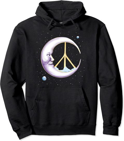 Discover Hoodie Sweatshirt com Capuz Unissexo Lua e Símbolo de Paz Solstício de Inverno