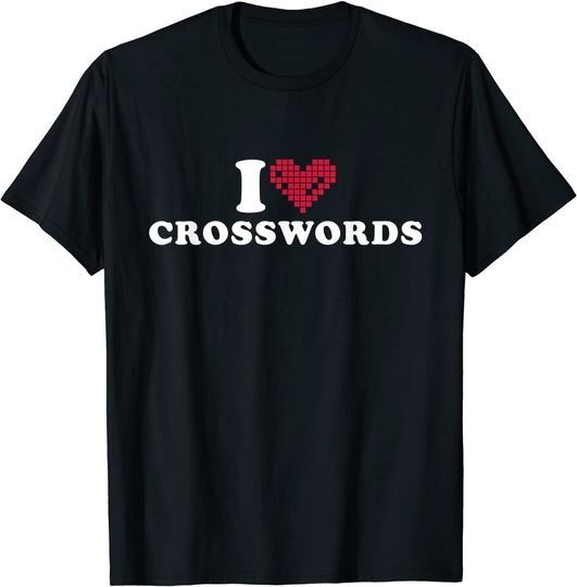 Discover I Love Crosswords | T-shirt Camiseta Manga Curta Unissexo