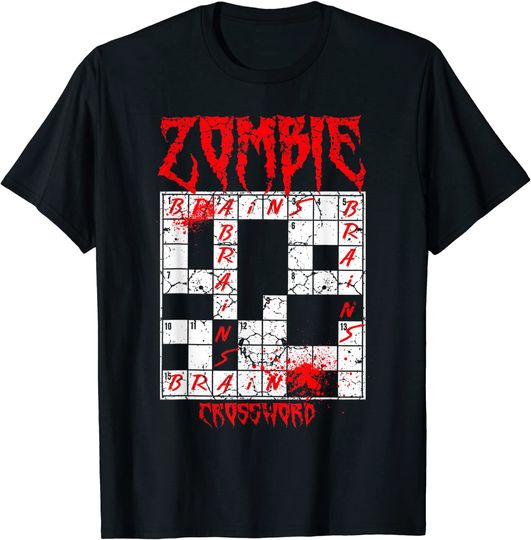 Discover T-shirt de Terror Zumbie Palavras Cruzadas | Camisola Manga Curta Unissexo