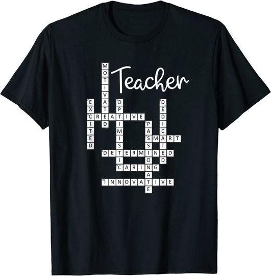 Discover T-shirt Camisola Manga Curta Unissexo Palavras Cruzadas Presente para Professores