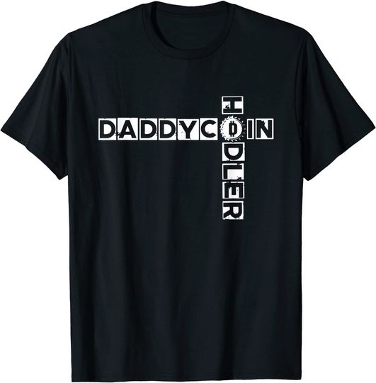 Discover Daddycoin | T-shirt Camisola Manga Curta Unissexo Presente para o Dia das Palavras Cruzadas