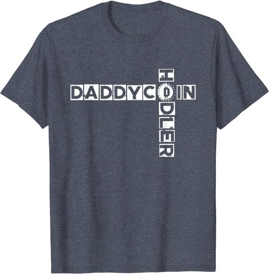 Discover Daddycoin | T-shirt Camisola Manga Curta Unissexo Presente para o Dia das Palavras Cruzadas