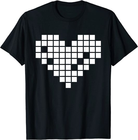 Discover T-shirt Camisete Manga Curta Unissexo Presente para o Dia das Palavras Cruzadas Em Forma de Coração