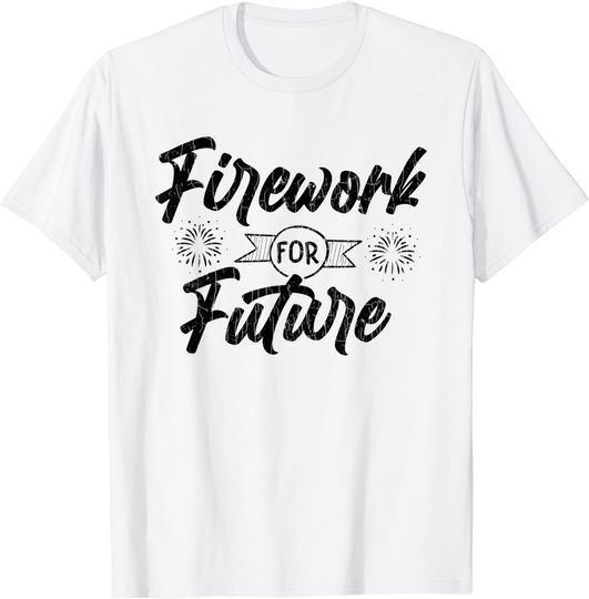T-shirt Camiseta Manga Curta para Homem e Mulher Fogos de Artifício Réveillon Feliz Ano Novo