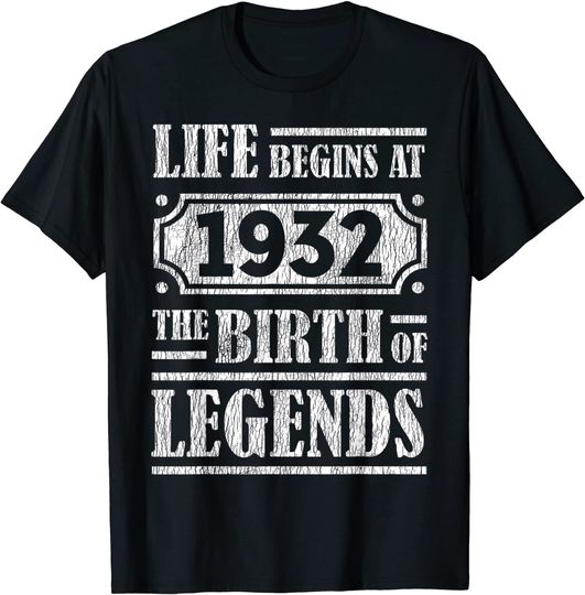 Discover Unissex T-Shirt 1932 A Vida Do Aniversário Começa Em 1932
