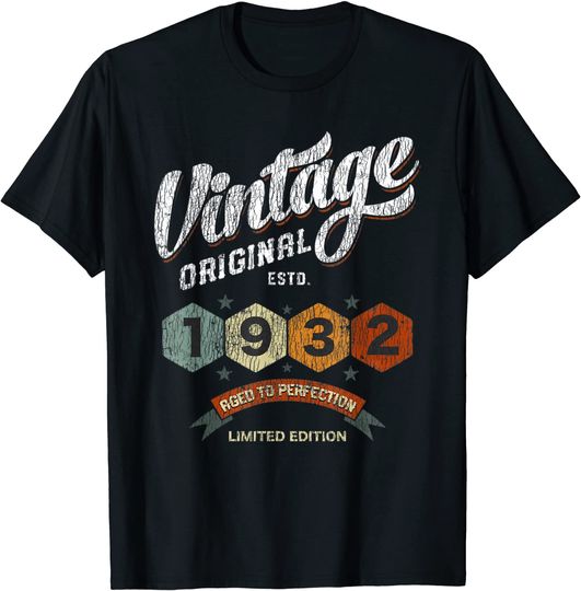 Discover Unissex T-Shirt 1932 Aniversário Com Idade Perfeita Para O 89º Aniversário