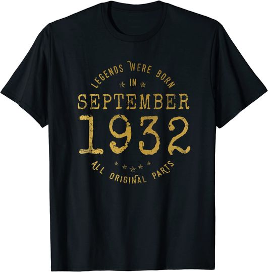 Unissex T-Shirt 1932 As Lendas Nascem Em Setembro De 1932