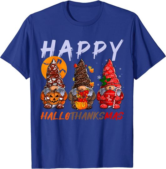 Discover T-shirt Gnomos Feliz Ondas Agradecimentos Halloween Ação de Graças