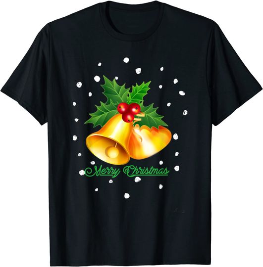 T-shirt Camisola Manga Curta Unissexo Presente de Sino de Natal