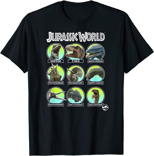 Discover Unissex T-Shirt Camiseta Mundo Jurássico Dino Identificação & Nome