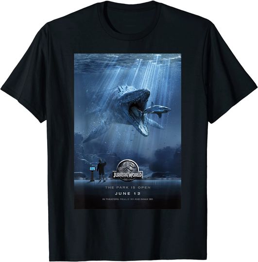 Discover Unissex T-Shirt Camiseta Mundo Jurássico Mosasaurus Movie Poster