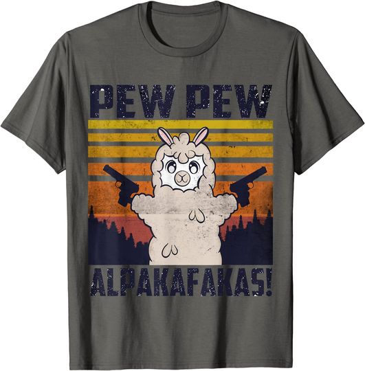 Discover Unissex T-Shirt Alpaca Pew Pew Madafakas Presente de Chama Vintage