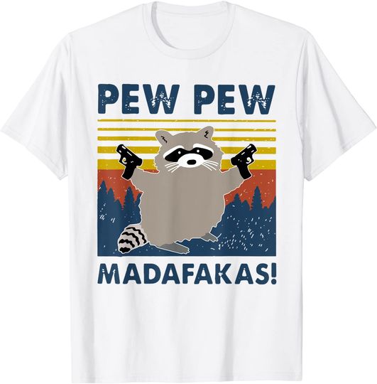 Discover Camisa vintage PewPewPew Madafakas Louco Pew Raccoon Unissex