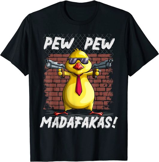 Discover Unissex T-Shirt Funny Chicks Pew Pew Madafakas Crazy Chick Pew Presente